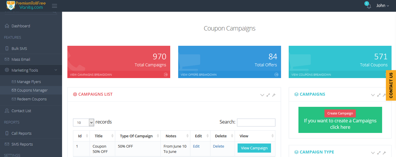 coupon manager dashboard